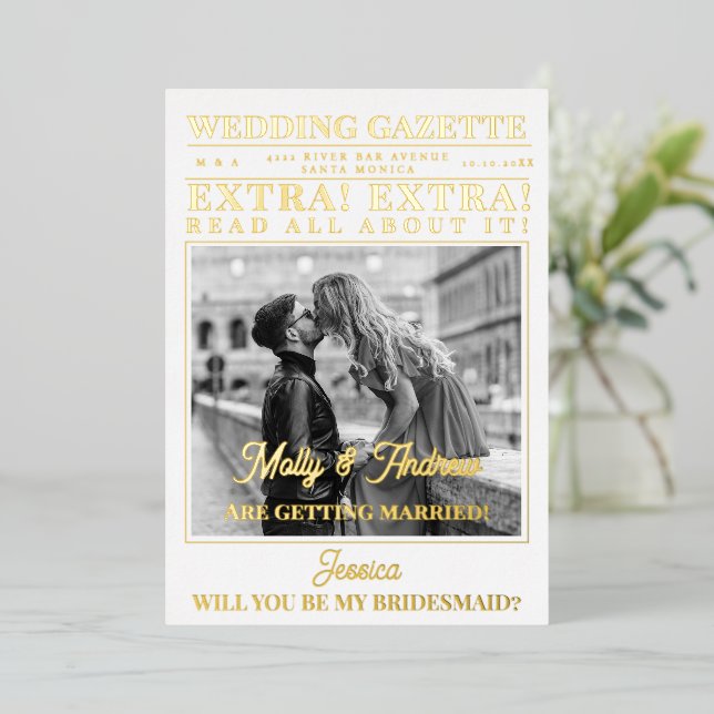 Custom Newspaper Photo Unique Bridesmaid Proposal  (Standing Front)