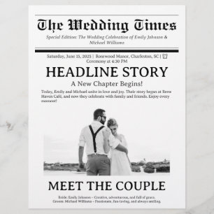 Custom Newspaper Wedding Program  Flyer