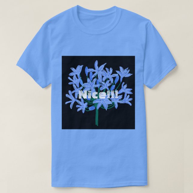 Custom Nice Text Carolina Blue Colour T-Shirt  (Design Front)