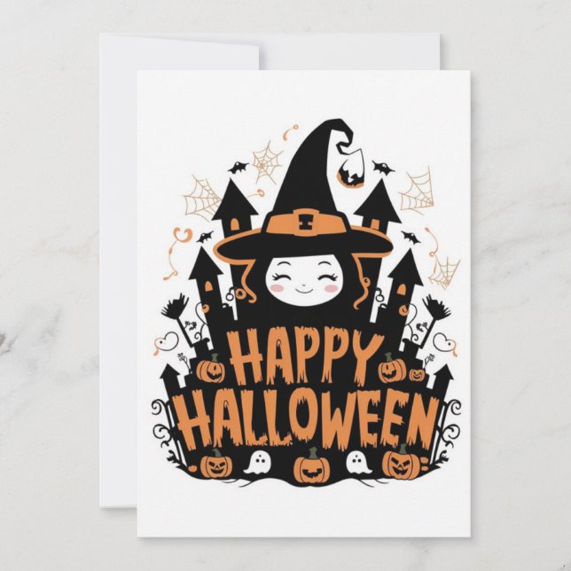 Custom Night Happy Halloween Holiday Card (Front)