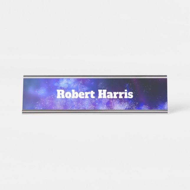 Custom Night Sky  Blue Sapphire  Desk Name Plate (Front)