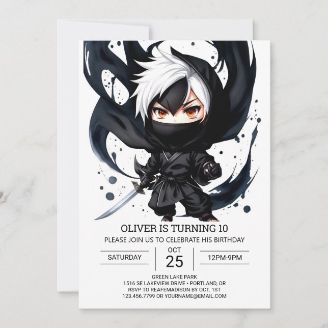 Custom Ninja Adventure Birthday Invitation (Front)