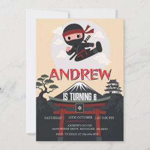 Custom Ninja birthday Warrior  Invitation