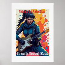 Custom Ninja Girl Guitarist Art Inspirational