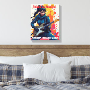 Custom Ninja Girl Guitarist Art Inspirational Canvas Print