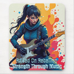 Custom Ninja Girl Guitarist Art Inspirational Mouse Mat