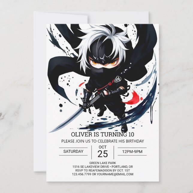 Custom Ninja Martial Arts Birthday Invitation (Front)