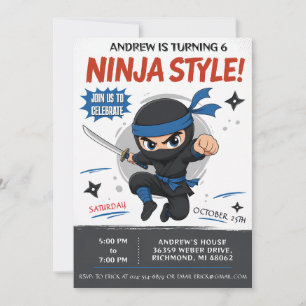 Custom Ninjas Birthday Invitation