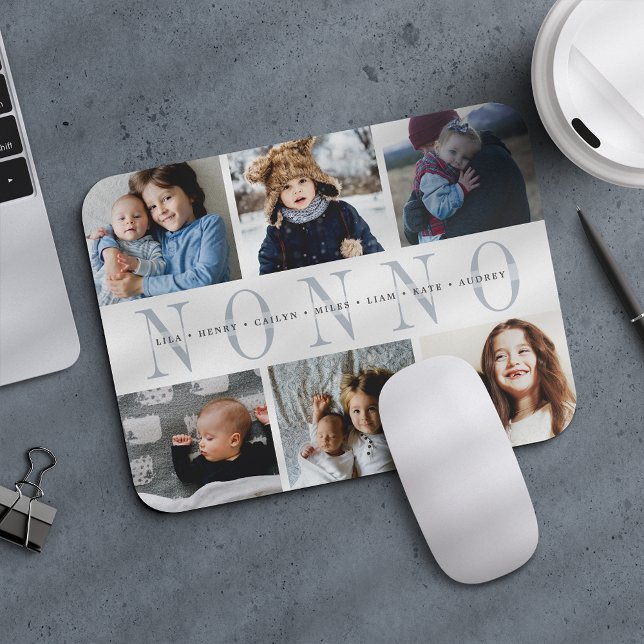 Custom Nonno Photo Collage Grandchildren Names Mouse Mat (Creator Uploaded)