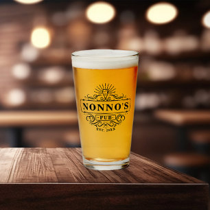 Custom Nonno's Pub Year Established Glass