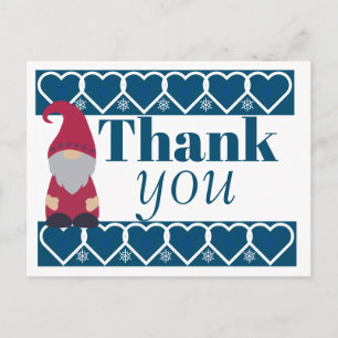 Custom Nordic Gnome Holiday Christmas Thank You Postcard