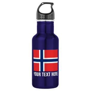 Custom Norwegian flag water bottles for Norway