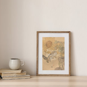 CUSTOM Nostalgic Sunflower & Bird Art Print