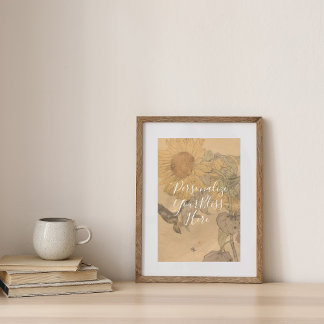 CUSTOM Nostalgic Sunflower & Bird Art Print 