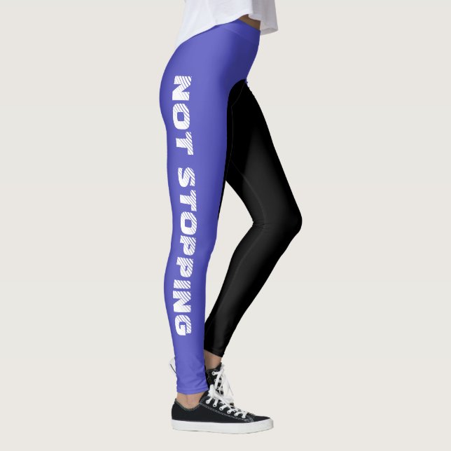 Custom Not Stopping Two Tone Blue and Black Leggings (Right)
