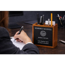 Custom Notary Desk Organizer Black White Minimal