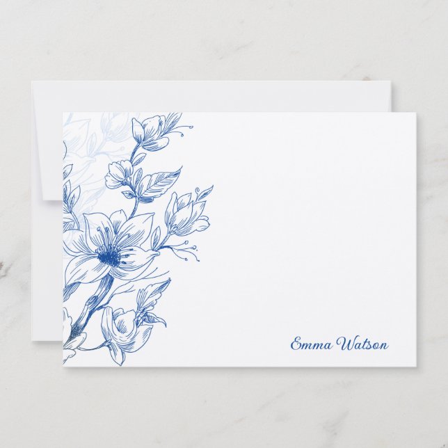 Custom Note Card-Blue Magnolia Card (Front)