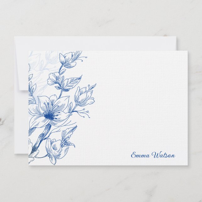 Custom Note Card-Blue Magnolia Card (Front)