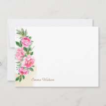 Custom Note Card-Floral Peonies