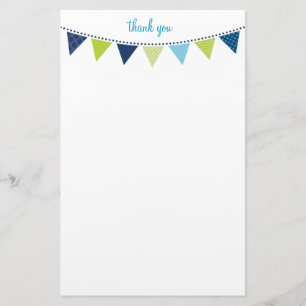 CUSTOM NOTE cute bright bunting bold blue green Stationery