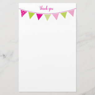 CUSTOM NOTE cute bright bunting bold lime pink Stationery