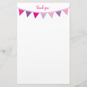 CUSTOM NOTE cute bright bunting bold pink purple Stationery