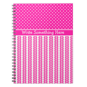 Custom Notebook: Candy Pink and White Patterns Notebook
