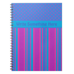 Custom Notebook: Magenta and Blue: Polkas, Stripes Notebook