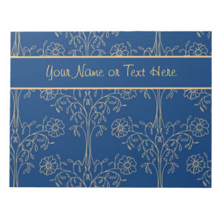 Custom Notepad (Jotter) Blue, Gold-effect Pattern