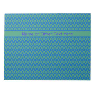 Custom Notepad Jotter, Emerald and Blue Geometric