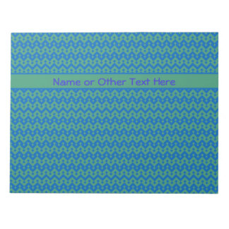 Custom Notepad Jotter, Emerald and Blue Geometric