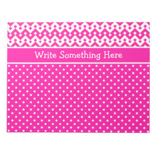 Custom Notepad or Jotter: Candy Pink and White