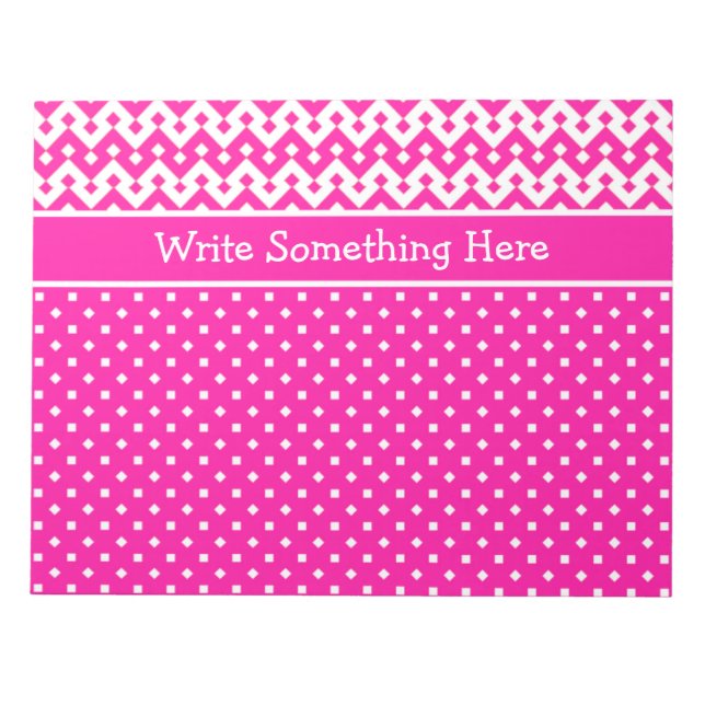 Custom Notepad or Jotter: Candy Pink and White (Front)