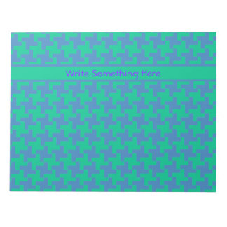 Custom Notepad or Jotter Emerald and Blue Dogtooth