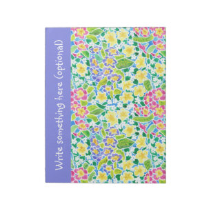 Custom Notepad or Jotter, Primroses, Powder Blue