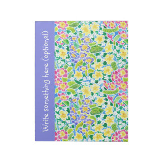 Custom Notepad or Jotter, Primroses, Powder Blue
