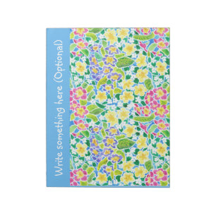Custom Notepad or Jotter, Primroses, Sky Blue