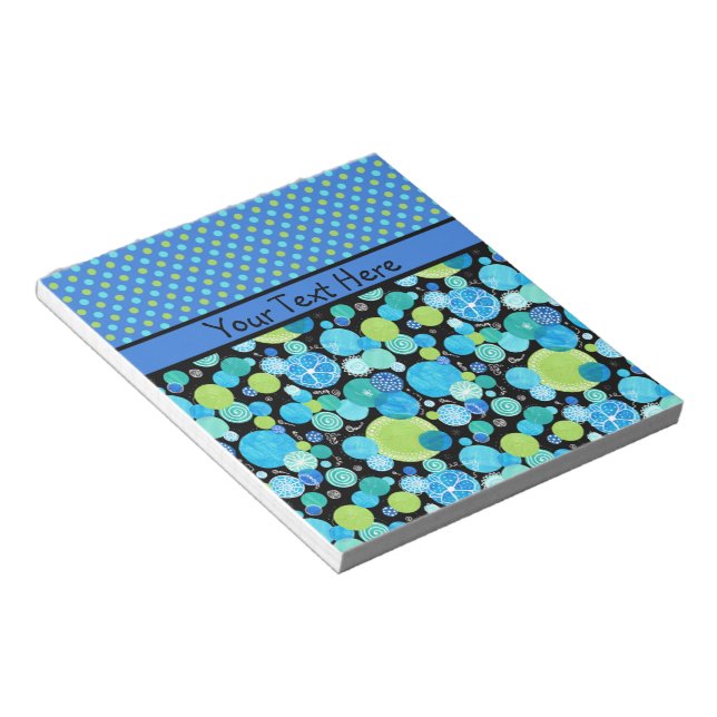 Custom Notepad or Jotter Quirky Blue Moons Pattern (Angled)