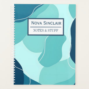 Custom Nova Sinclair Abstract Teal Organic Shapes Planner