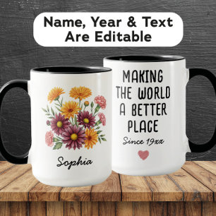 Custom November Birth Flower - Personalized Name Mug