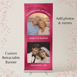 Custom Now & Then Photo 40th Anniversary Party Retractable Banner