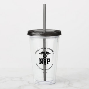 Custom NP Nurse Practitioner Graduation Caduceus Acrylic Tumbler