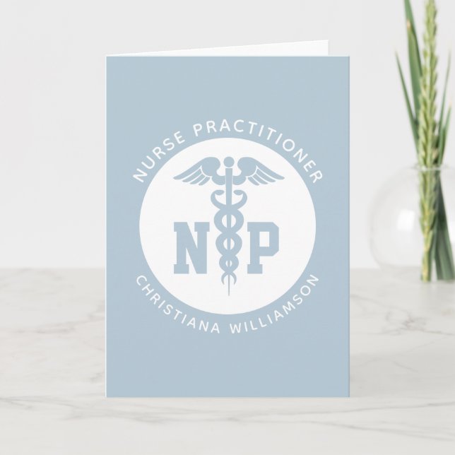 Custom NP Nurse Practitioner Graduation Caduceus Card (Front)