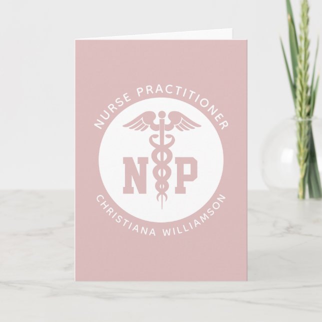 Custom NP Nurse Practitioner Graduation Caduceus Card (Front)