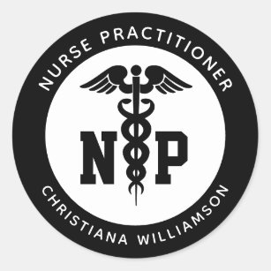 Custom NP Nurse Practitioner Graduation Caduceus Classic Round Sticker