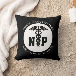 Custom NP Nurse Practitioner Graduation Caduceus Cushion