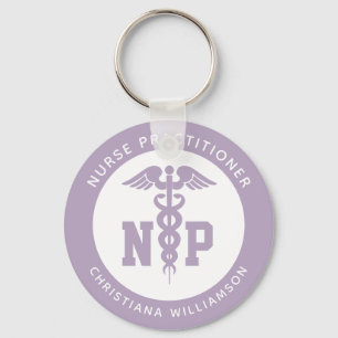 Custom NP Nurse Practitioner Graduation Caduceus Key Ring