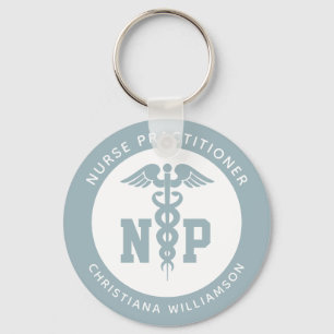 Custom NP Nurse Practitioner Graduation Caduceus Key Ring