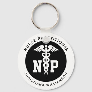 Custom NP Nurse Practitioner Graduation Caduceus Key Ring