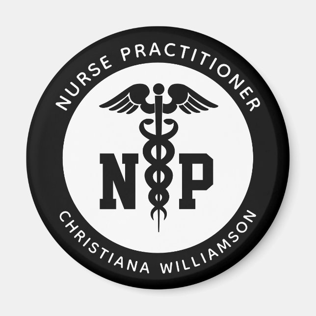 Custom NP Nurse Practitioner Graduation Caduceus Magnet (Front)